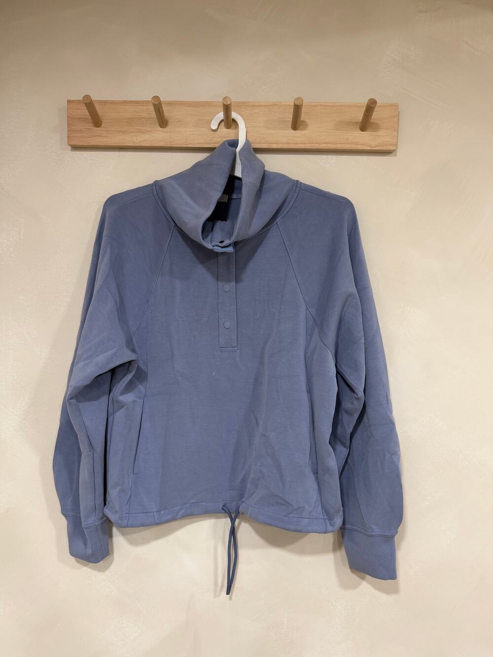 Zella Ultrasoft Snap Funnel Neck Sweatshirt Blue Small